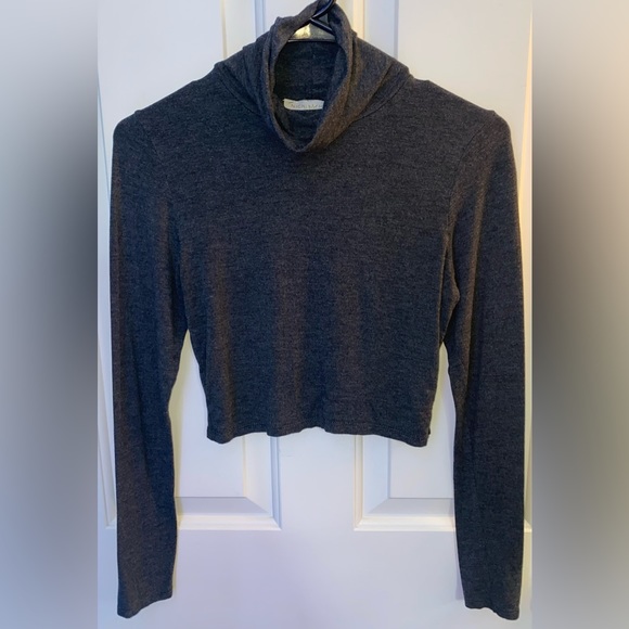 πNicki Minaj Gray Long Sleeved Cropped Turtle Neck - Picture 1 of 3